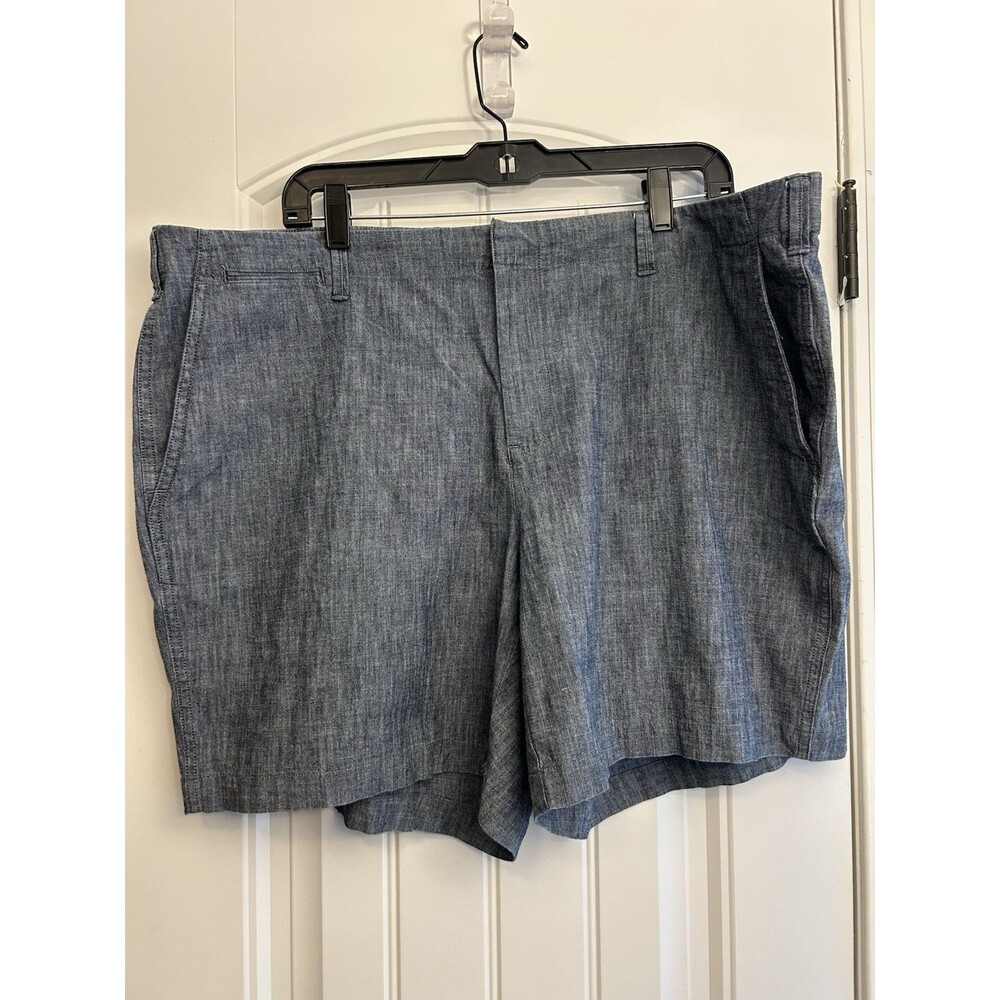 Lands End Womens 20W Blue Chambray Stretch Cotton 6 Inch Casual Shorts Plus Size - Picture 9 of 14